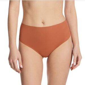 B.tempt'd by Wacoal Women's B.bare Hi Waist Thong Panty in Beige | Size Small